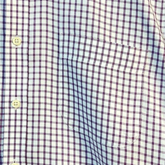 Peter Millar Shirt Men Medium Nanoluxe Purple Check Long Sleeve Button Up Preppy - Picture 2 of 7
